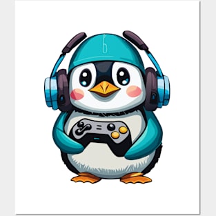 gamer penguin Posters and Art